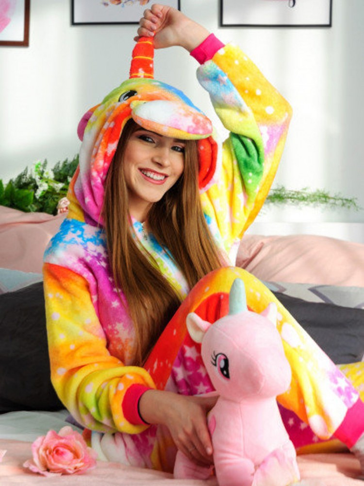 Colorful Unicorn Onesie Pajamas Flannel Cute Easy Halloween Costumes