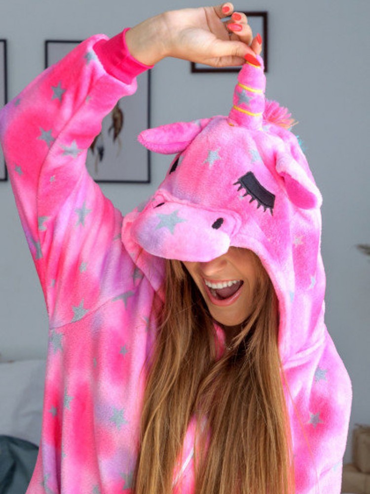 New Pink Unicorn Onesie Pajamas Flannel Cute Easy Halloween Costumes