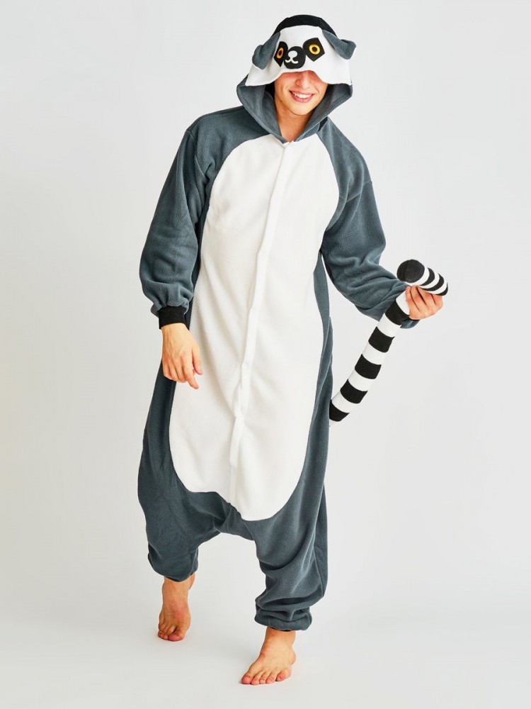 Lemur Onesie Pajamas For Adults & Teenager Easy Halloween Costumes
