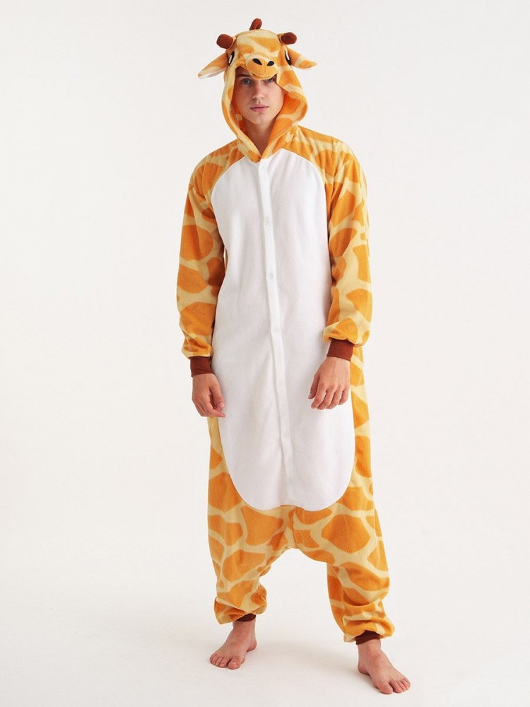 Mens & Womens Giraffe Onesie Pajamas Matching Couple Animal Onesies Easy  Halloween Costumes - Onesiespace