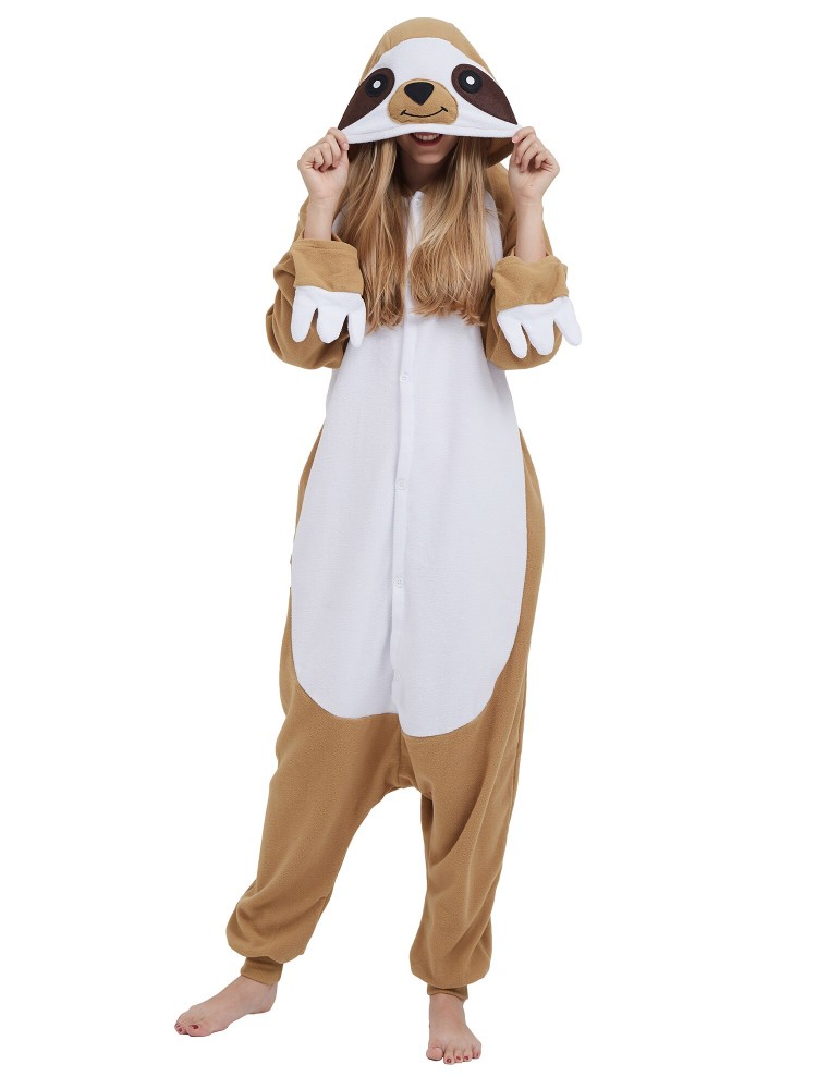 Sloth Onesie Pajamas For Adults Unisex Cute Easy Halloween Costumes