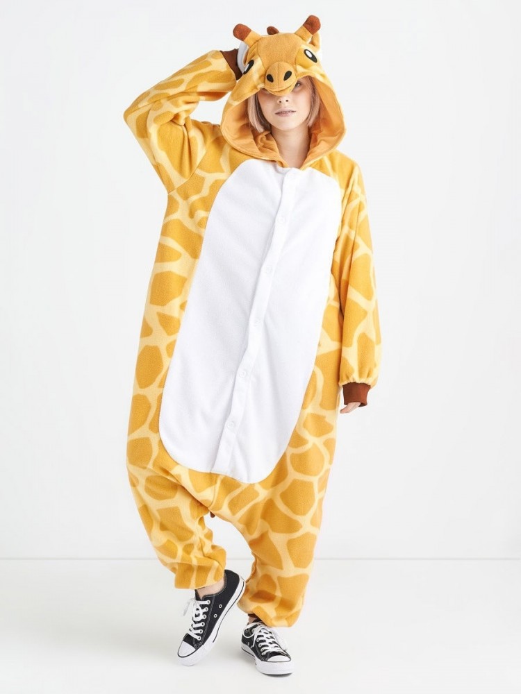 Unisex Adult Giraffe Onesie One Piece Pajamas Easy Halloween Party Costumes