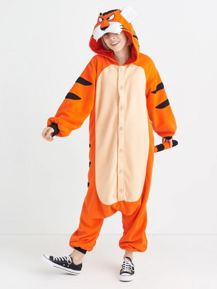Tiger Onesie Pajamas For Adults Animal Onesies Easy Halloween Costumes